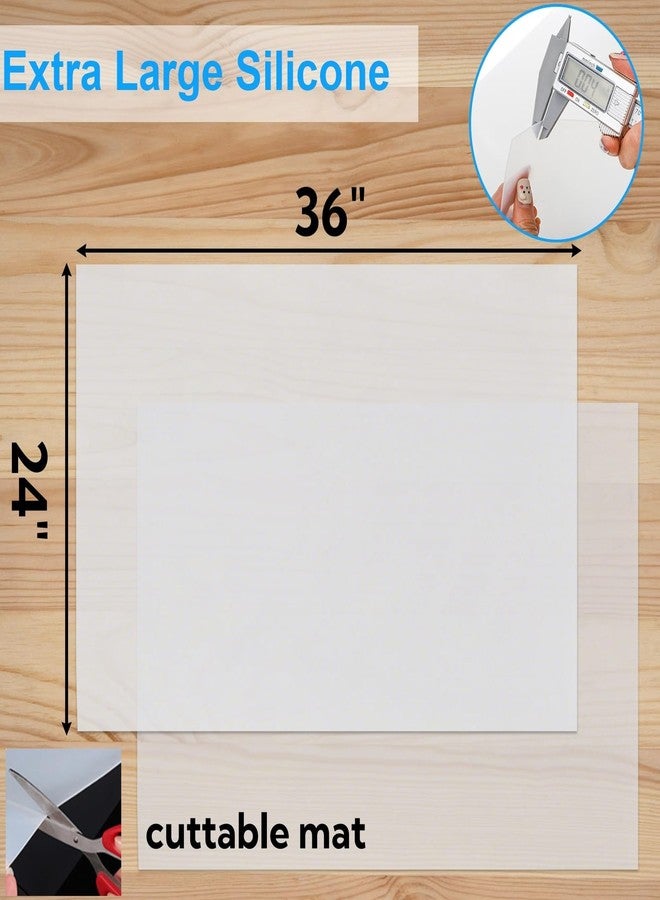 Tlence 2 Pack Extra Large Silicone Mats, 36" x 24" Thick Heat Resistant Mat, Clear Countertop Protector Cover, Kitchen Non-Slip Silicone Sheet, Multipurpose Place Mats for Dining Table, Translucent - Image 2