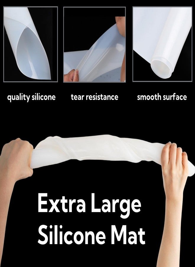 Tlence 2 Pack Extra Large Silicone Mats, 36" x 24" Thick Heat Resistant Mat, Clear Countertop Protector Cover, Kitchen Non-Slip Silicone Sheet, Multipurpose Place Mats for Dining Table, Translucent - Image 3