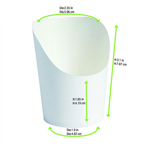 PacknWood 210GSP25BL White Mini Fries/Wrap Cup - 2oz D:1.9in H:3.1in - 500 pcs - Image 4