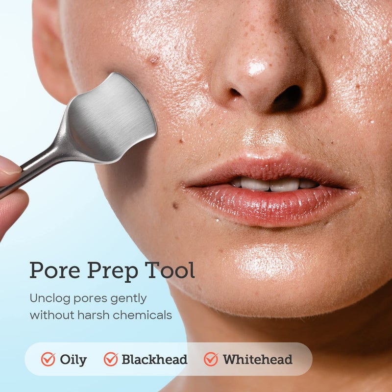LitBear Pore Prep Tool, Blackhead Remover Pimple Popper Tool Kit, Stainless Steel Blackhead Extractions Tool for Acne, Whitehead Popping, Blemish, Comedone, Black - Image 2