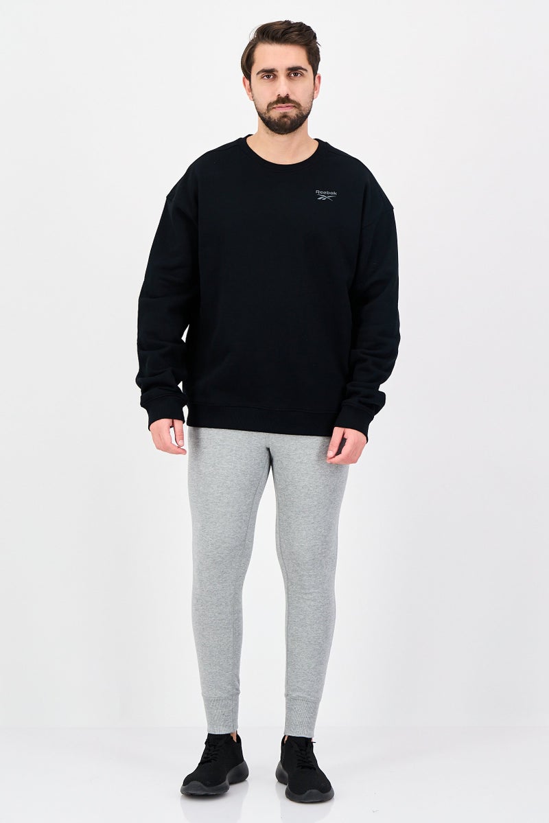 Reebok سويت شيرت رياضي للرجال بأكمام طويلة مناسب للخارج، أسود - Image 4