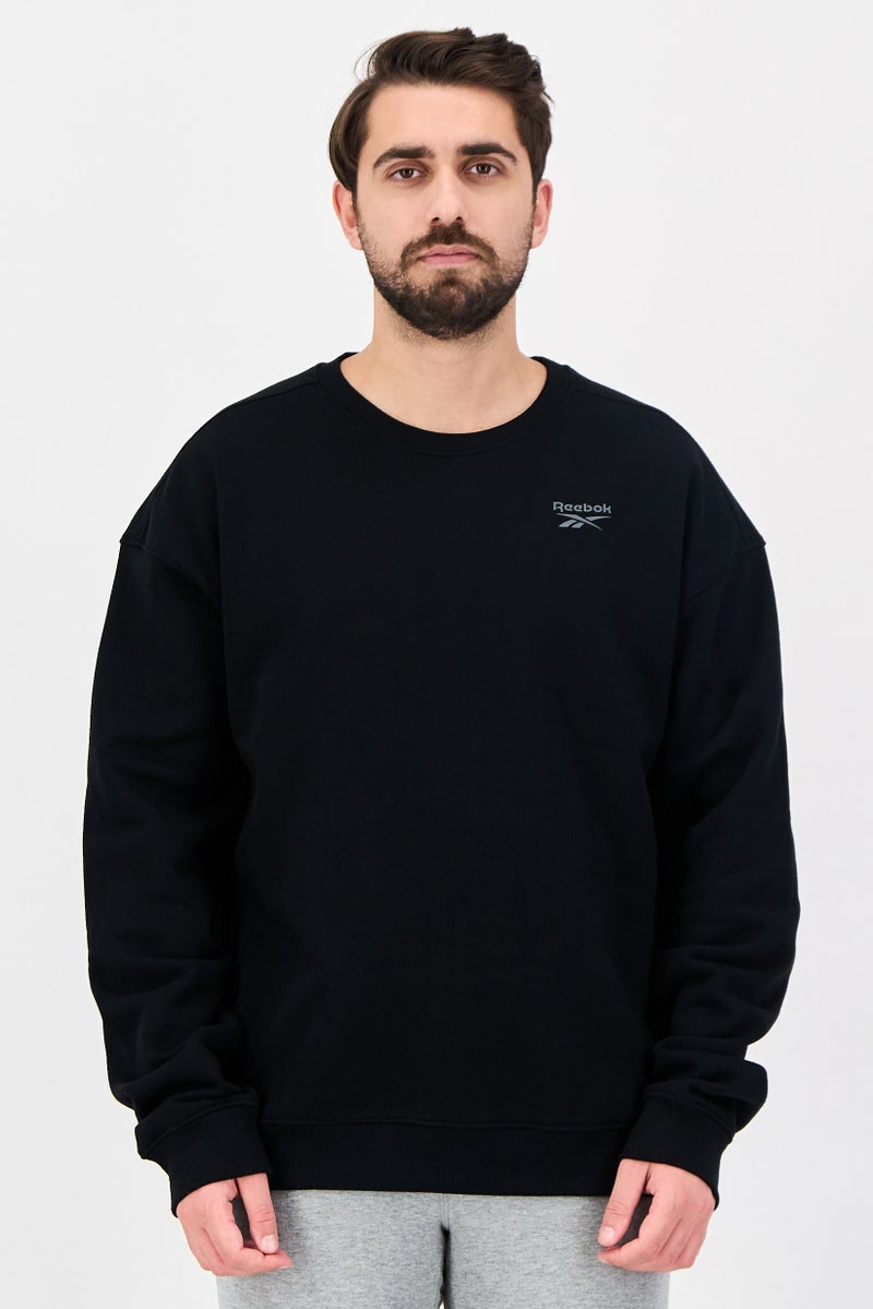 Reebok سويت شيرت رياضي للرجال بأكمام طويلة مناسب للخارج، أسود - Image 1