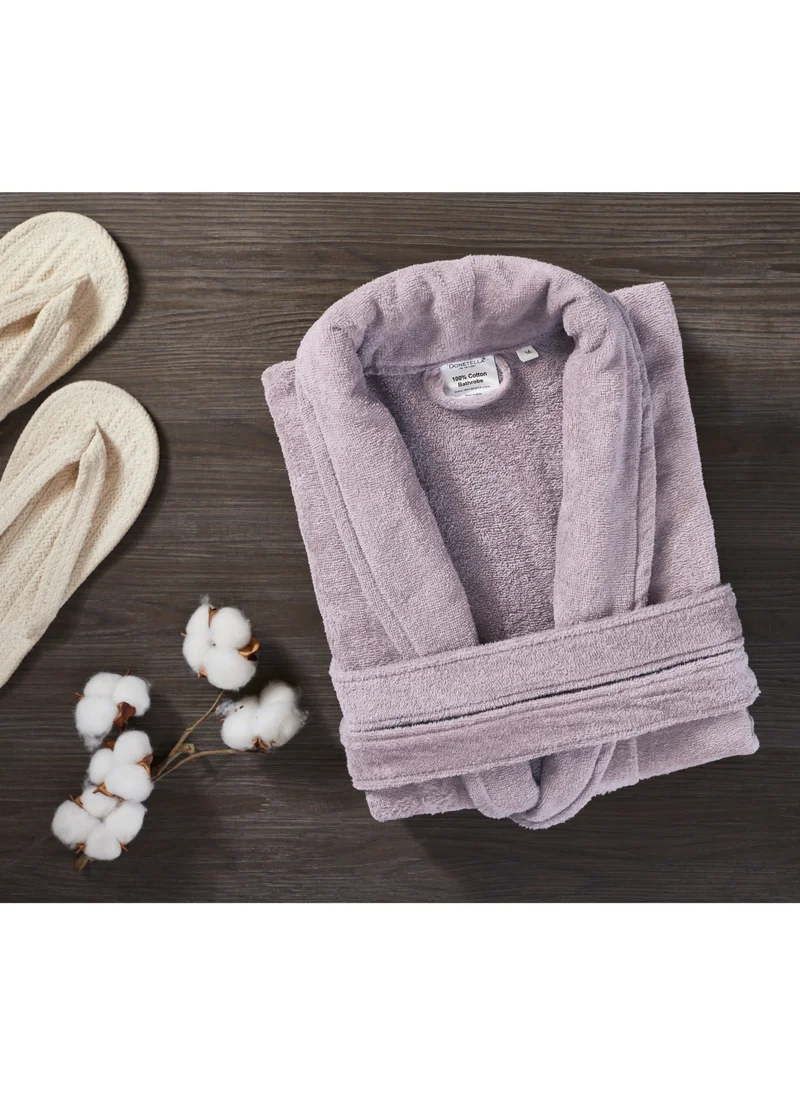 Donetella Unisex 100% Cotton Velour Bathrobe Large & Extra Large Size, 400 GSM, Luxurious & Absorbent, Soft Velvet Feel, Ankle-Length with Shawl Collar & Pockets