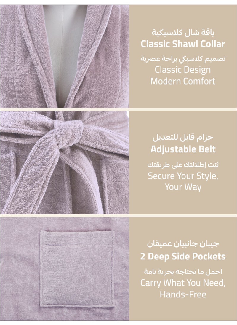 دوناتيلا روب حمام فيلور قطني ناعم سريع الامتصاص (مقاس L/XL) أرجواني فاتح  - Image 2