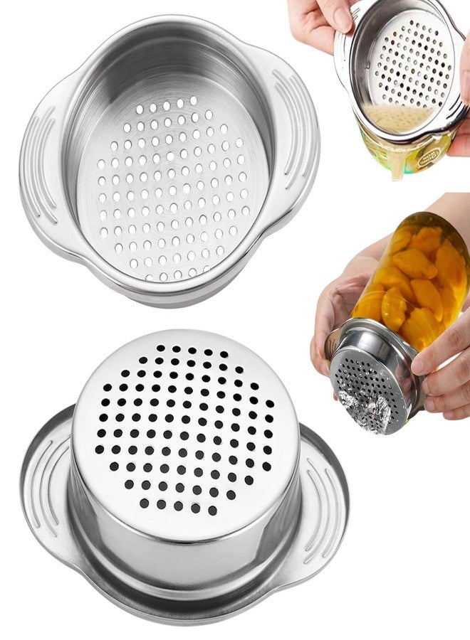 lyBlissor 2 Pcs Stainless Steel Strainer, Metal Sieve Can Drainer, Food Grade Dishwasher Safe Tuna Press Oil Drainer Filter Colander for Kitchen Canned Beans Vegetables - Image 1