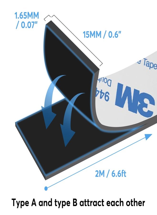 Yamsop Adhesive Magnetic Tape A+B (6.6 ft + 6.6 ft), Magnetic Strips with Adhesive Backing for Screen Doors and Window Screens, Magnetic Stripes with Mutual Attraction - Image 5