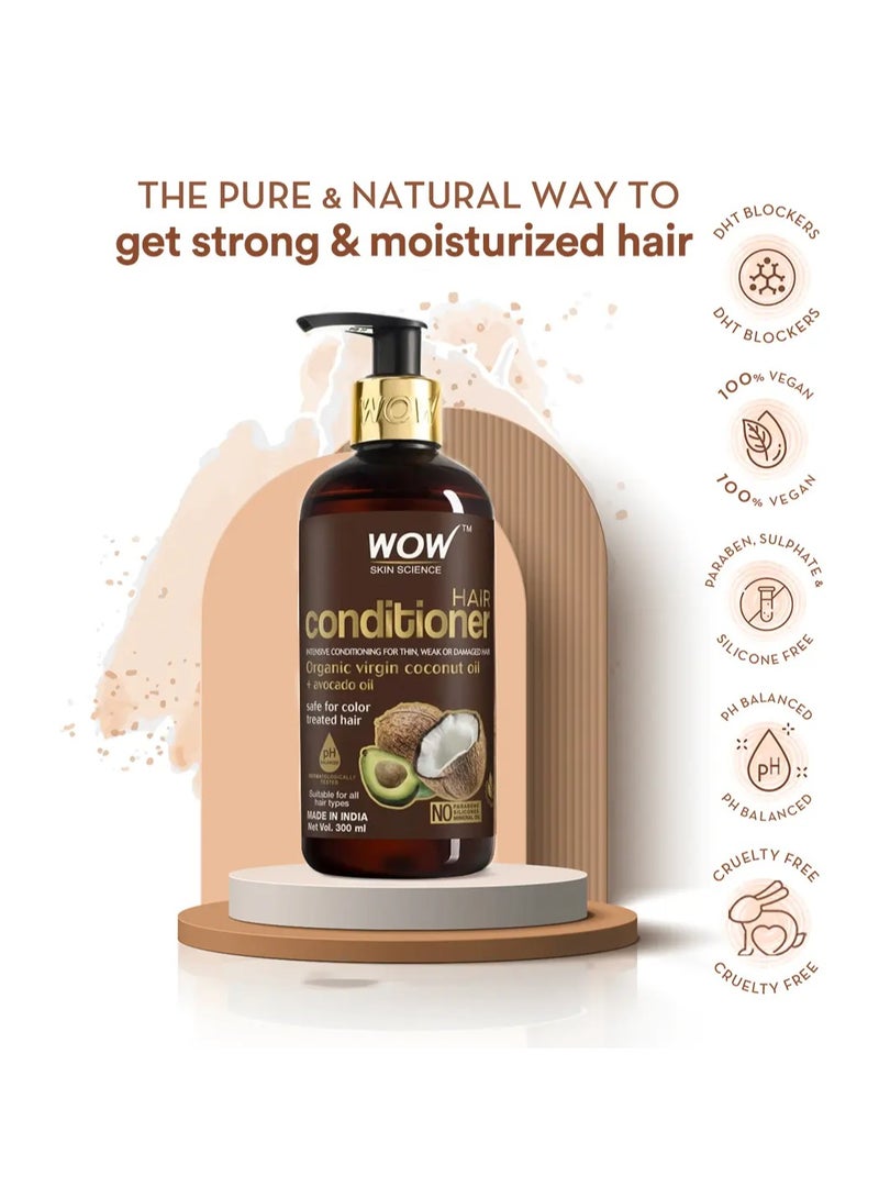 WOW WOW Hair Conditioner - Coconut & Avocado Oil - Restore Dry, Damaged Hair - Increase Gloss - Reduce Split Ends, Frizz - Sulfate, Silicones, Paraben Free - All Hair Types, Adults & Children - 300 mL  - Image 5