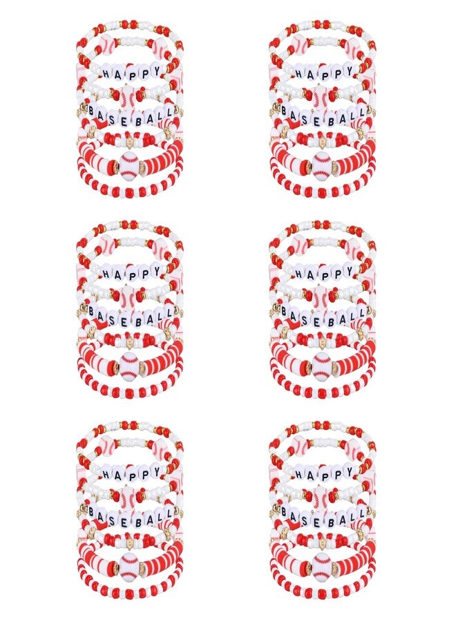 DONQTWAY 36 Pcs Baseball Bracelets Baseball Party Favors Stackable Beaded Bracelet for Game Day Team Bracelets,Baseball Mom Christmas Ornaments Cheer Bracelet Gifts Sports Fan Stuff Accessories - Image 1
