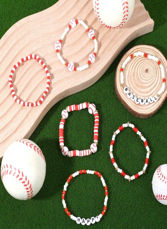 DONQTWAY 36 Pcs Baseball Bracelets Baseball Party Favors Stackable Beaded Bracelet for Game Day Team Bracelets,Baseball Mom Christmas Ornaments Cheer Bracelet Gifts Sports Fan Stuff Accessories - Image 4