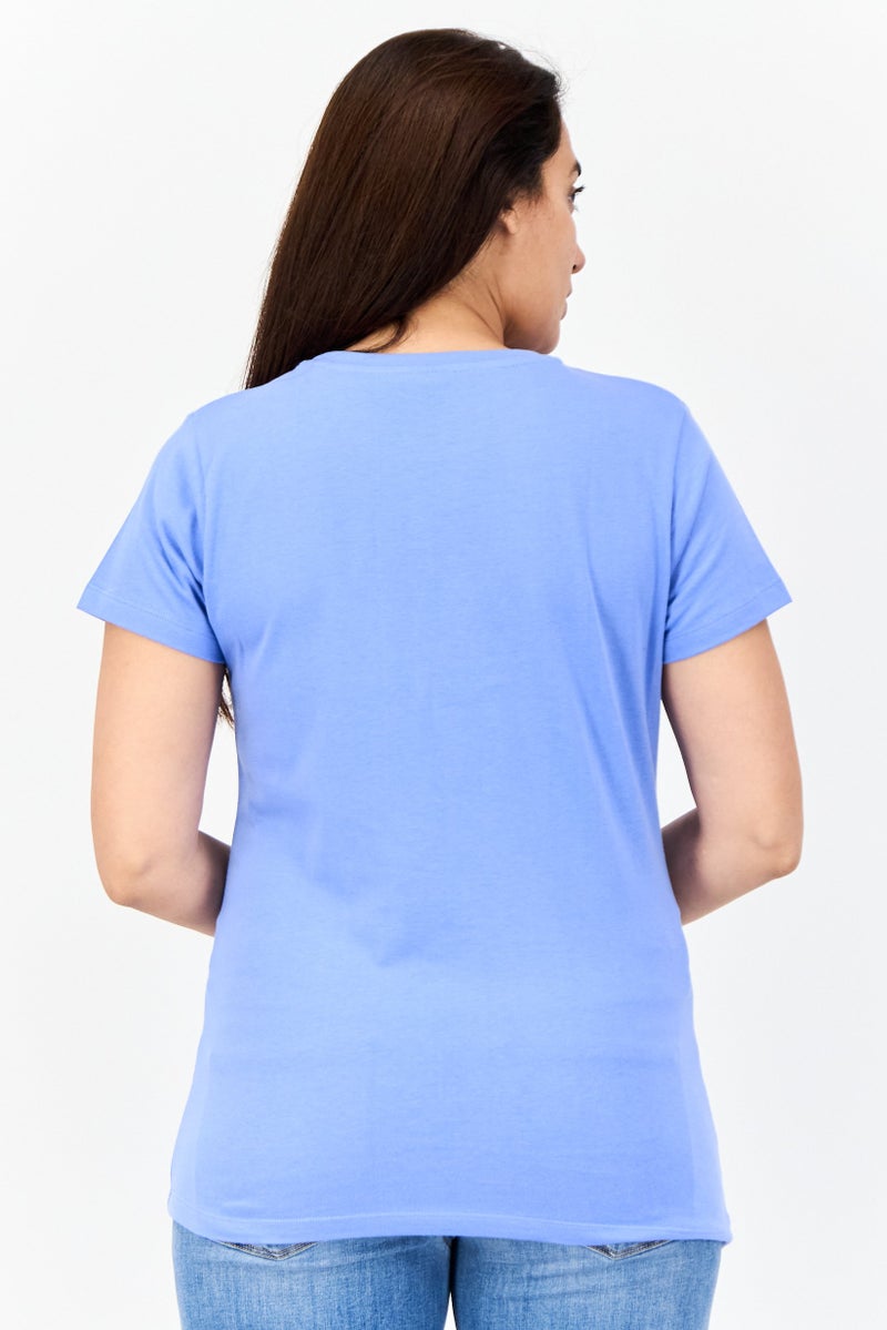 MARVEL Women Crew Neck Short Sleeves Dead Pool T-Shirt, Blue - Image 4