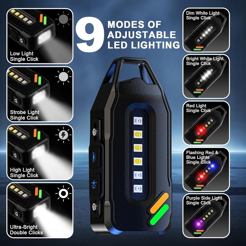 Gainsten Small Keychain Rechargeable Pocket Torch 500 Lumens LED+COB with 9 Modes and Magnetic Base - Image 2
