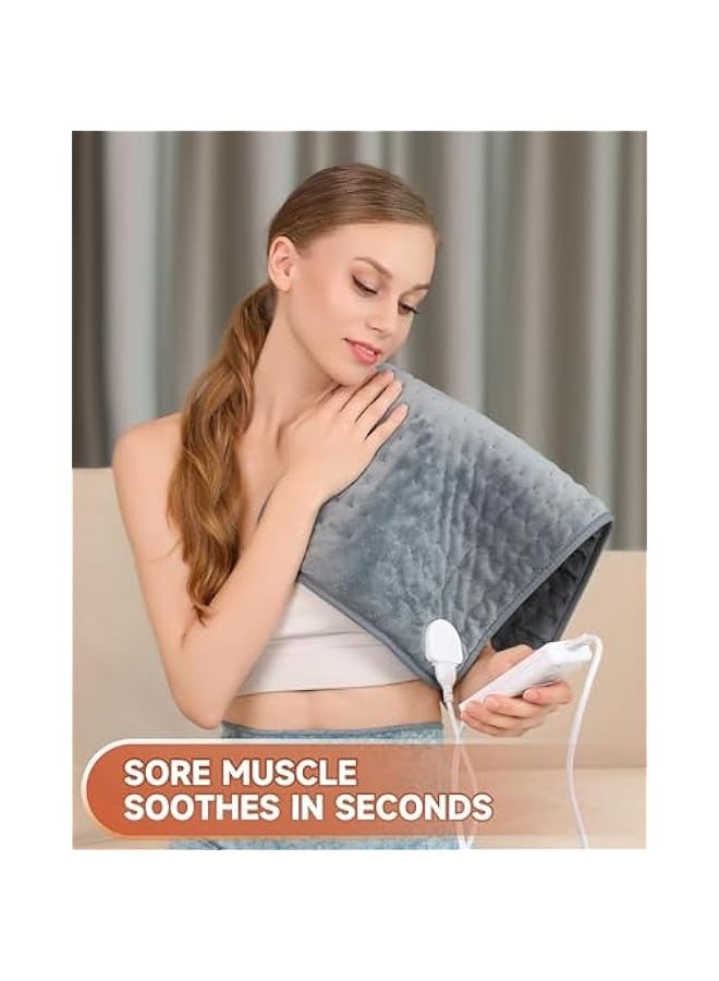TRASSLE Heating Pad, Electric Heating Pads for Back, 6 Heat Settings Electric Heat Pad for Neck and Shoulder, 4 Timer Settings, Moist Heat Option, Auto Shut Off  - Image 2