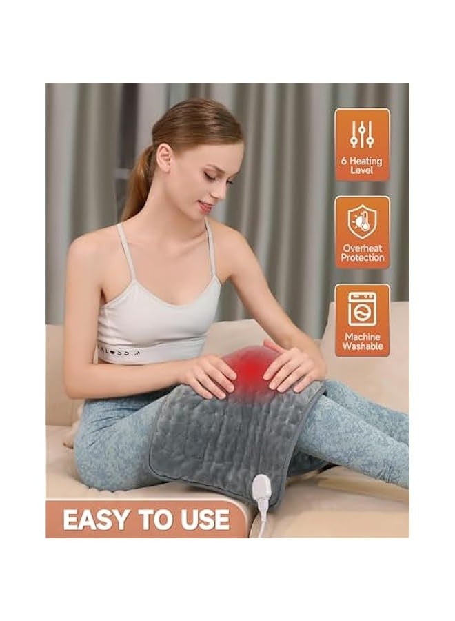 TRASSLE Heating Pad, Electric Heating Pads for Back, 6 Heat Settings Electric Heat Pad for Neck and Shoulder, 4 Timer Settings, Moist Heat Option, Auto Shut Off  - Image 4
