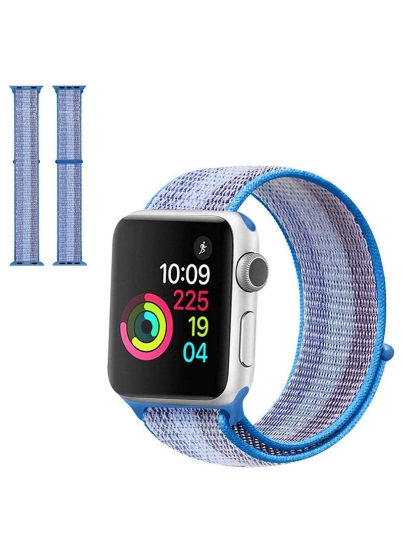 VITION Nylon Sport Band for Apple Watch 45mm 44mm 42mm , Soft Replacement Strap for iWatch Series (Blue Strip)  - Image 2