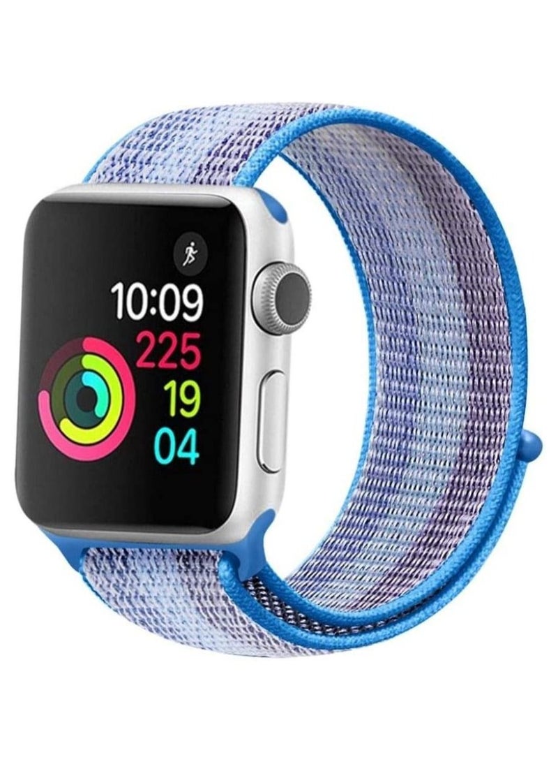 VITION Nylon Sport Band for Apple Watch 45mm 44mm 42mm , Soft Replacement Strap for iWatch Series (Blue Strip)  - Image 1