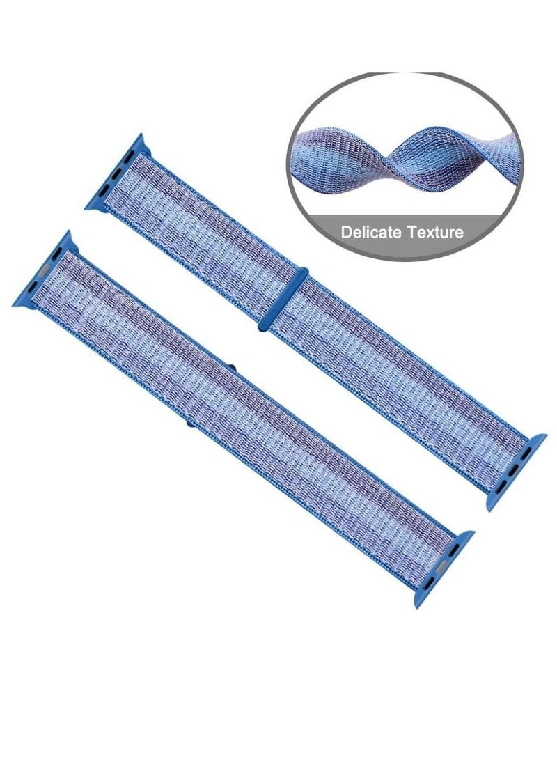 VITION Nylon Sport Band for Apple Watch 45mm 44mm 42mm , Soft Replacement Strap for iWatch Series (Blue Strip)  - Image 5