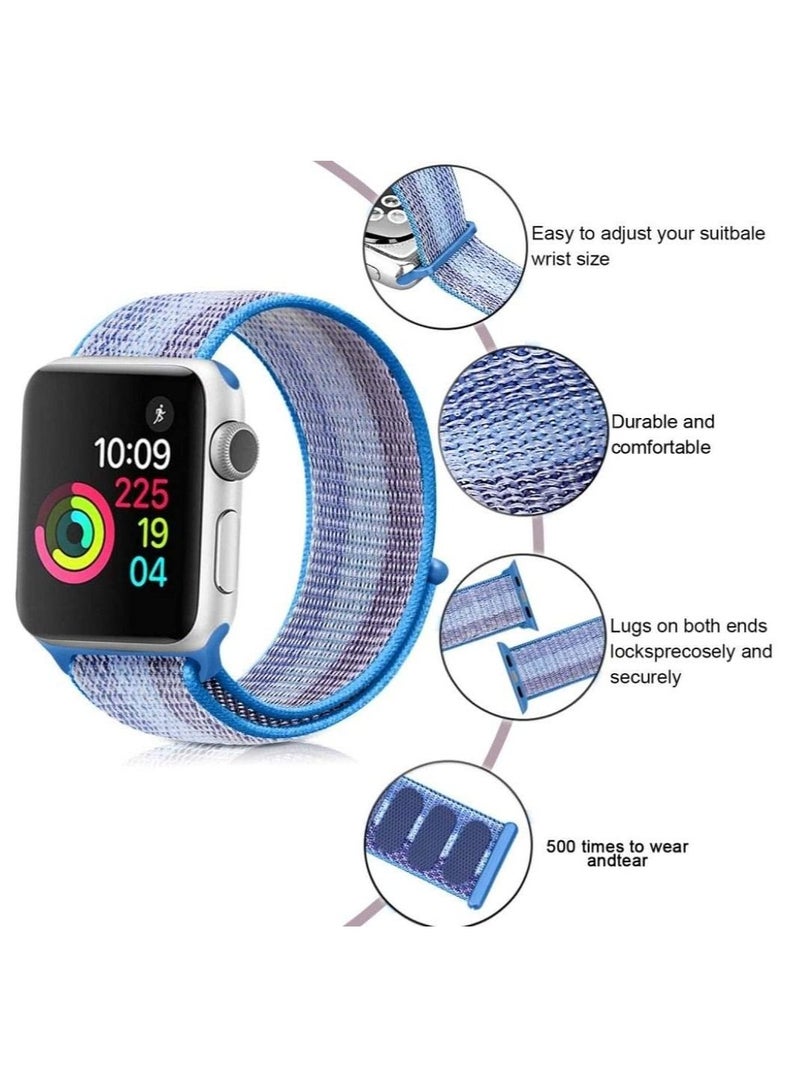 VITION Nylon Sport Band for Apple Watch 45mm 44mm 42mm , Soft Replacement Strap for iWatch Series (Blue Strip)  - Image 4