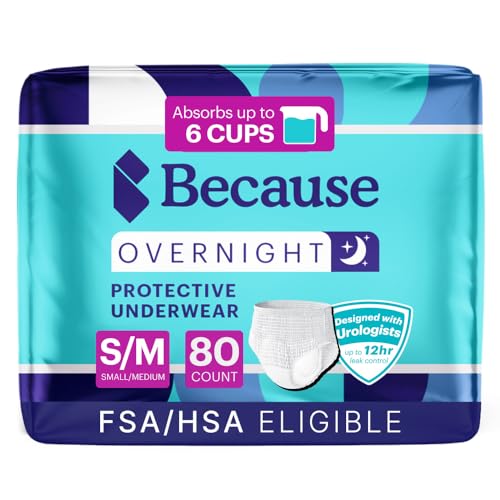Because Overnight Absorbency Pull Ups Adult Disposable Incontinence Underwear Extra Absorbent Nighttime Briefs for Men and Women White SmallMedium 80 Count 4 Packs of 20 - Image 2