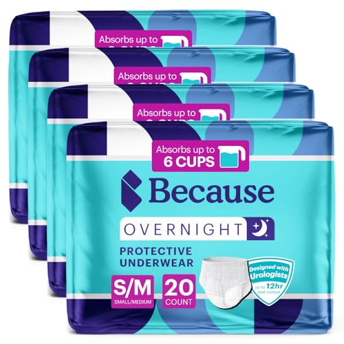 Because Overnight Absorbency Pull Ups Adult Disposable Incontinence Underwear Extra Absorbent Nighttime Briefs for Men and Women White SmallMedium 80 Count 4 Packs of 20 - Image 5