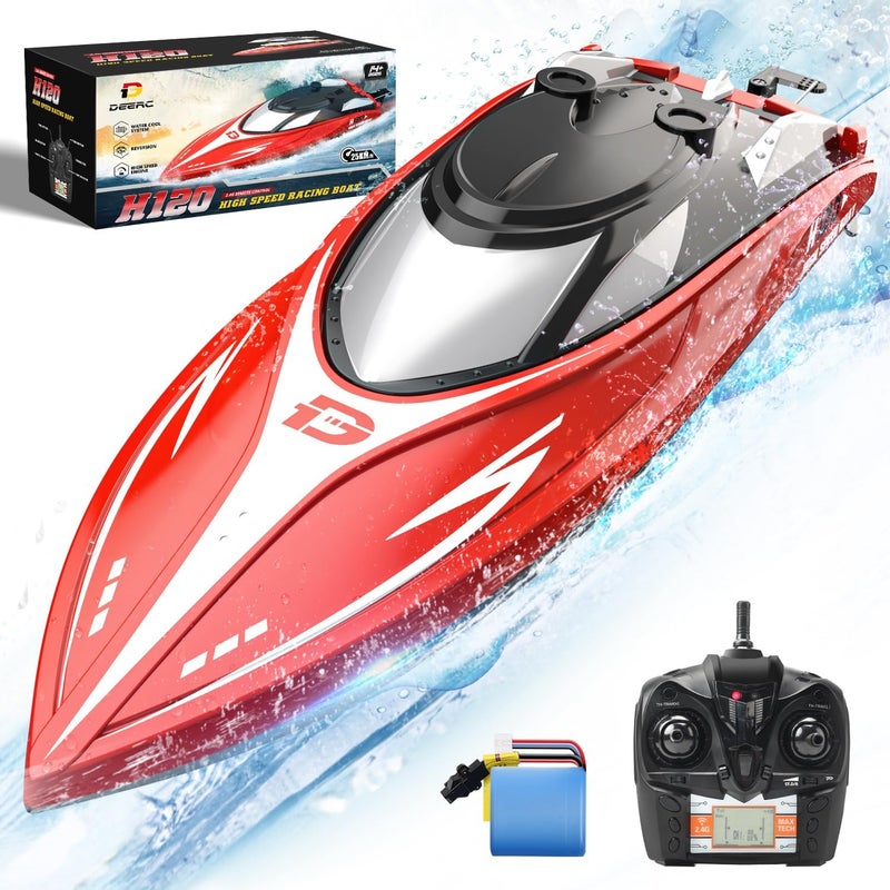 DEERC H120 Fast RC Boat for Pools and Lakes 24 GHz 20 MPH Racing Boats for Kids Adults with Rechargeable BatteryLow Battery AlarmCapsize RecoveryGifts for Boys Girls - Image 3