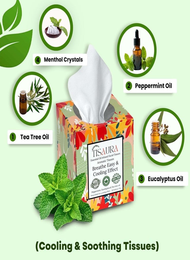TISAURA Cold Relief & Nasal Comfort Aromatherapy Tissues, 50 Pulls (Pack of 3), 150 Pulls 2 ply, Infused with 100% Pure Plant Based Essential Oil| Scented Tissues for Daily Use - Image 3