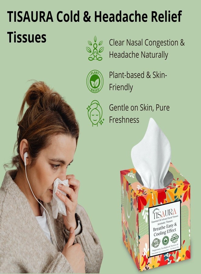 TISAURA Cold Relief & Nasal Comfort Aromatherapy Tissues, 50 Pulls (Pack of 3), 150 Pulls 2 ply, Infused with 100% Pure Plant Based Essential Oil| Scented Tissues for Daily Use - Image 2