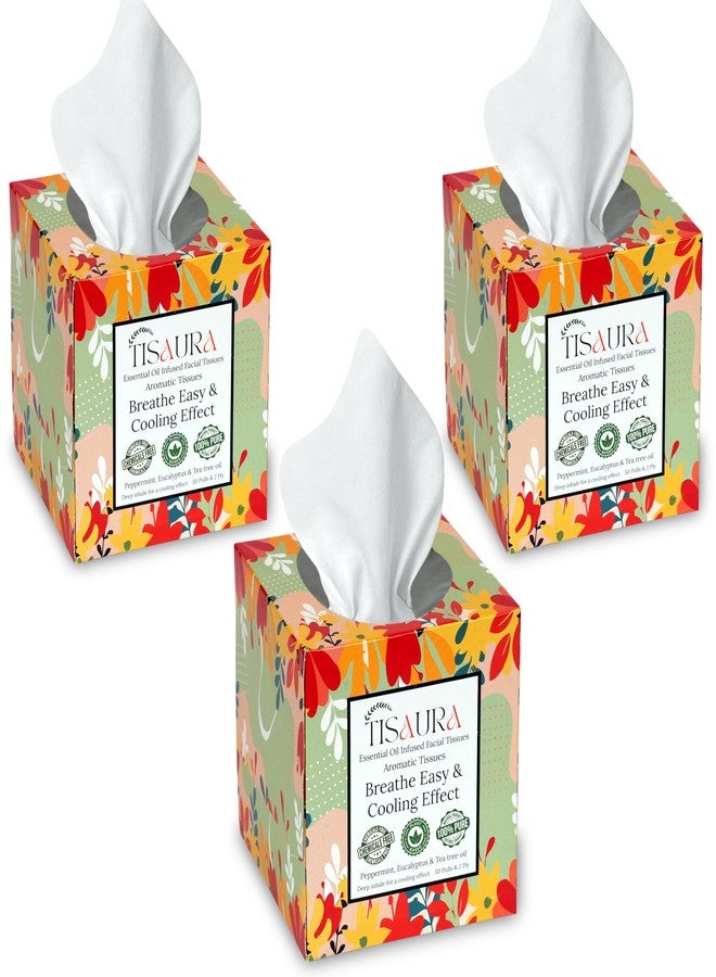 TISAURA Cold Relief & Nasal Comfort Aromatherapy Tissues, 50 Pulls (Pack of 3), 150 Pulls 2 ply, Infused with 100% Pure Plant Based Essential Oil| Scented Tissues for Daily Use - Image 1