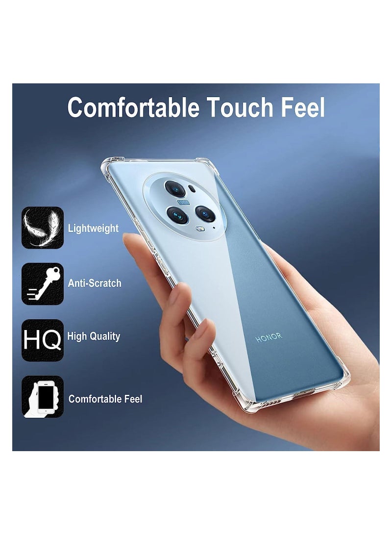 إيف Case for Honor Magic 5 Pro ، Ultra Slim Crystal Clear Cover Cover Cover Cover Cover Fensible TPU TPU مضاد للزاوية المقواة بالركن الشفافة. - Image 2