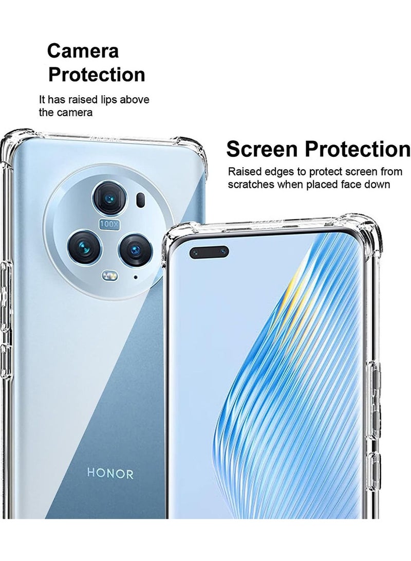 إيف Case for Honor Magic 5 Pro ، Ultra Slim Crystal Clear Cover Cover Cover Cover Cover Fensible TPU TPU مضاد للزاوية المقواة بالركن الشفافة. - Image 3