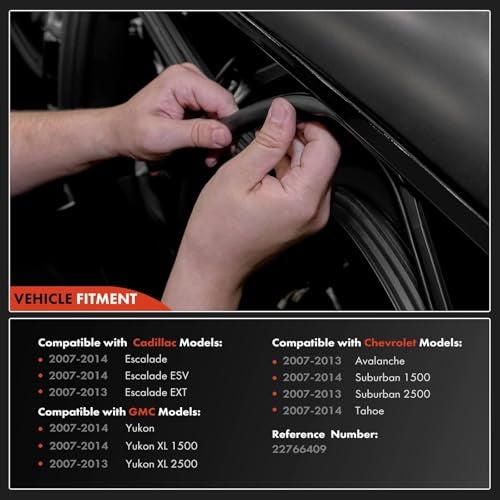 A-Premium Front Left Car Door Weather Stripping Seal Strip Compatible with Chevrolet Tahoe, Suburban 1500/2500, Avalanche & GMC Yukon, Yukon XL 1500/2500 & Cadillac Escalade, Escalade ESV - Image 2