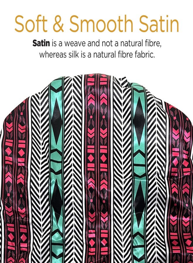 Donna Jumbo Bow Ribbon Bonnet 1pc Satin Bonnet for Sleeping Removable Reversible Bow Ribbon for Women with Curly Hair, Crochet Hairstyles Silk Hair Accessories Shower Cap Aztec Pattern - Image 3