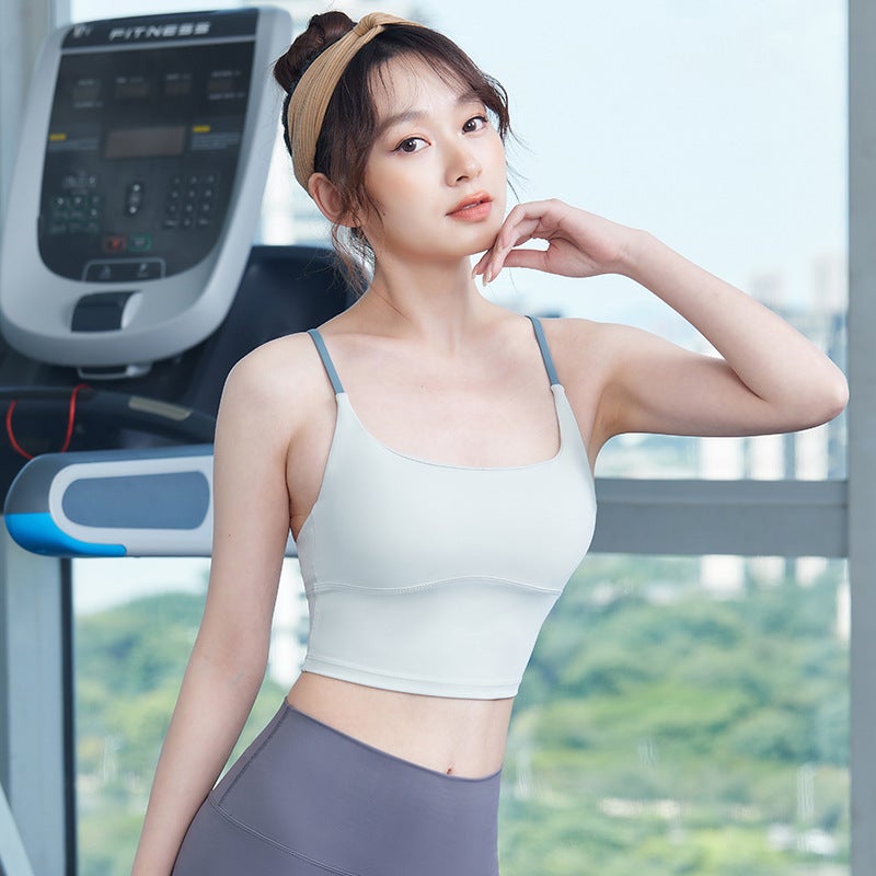 Sports Bra Tender Green FBF2216203 Sports Underwear Women's Skin-friendly Naked Small Sling Yoga Vest Thin Shoulder Strap Cross Fitness Beautiful Back