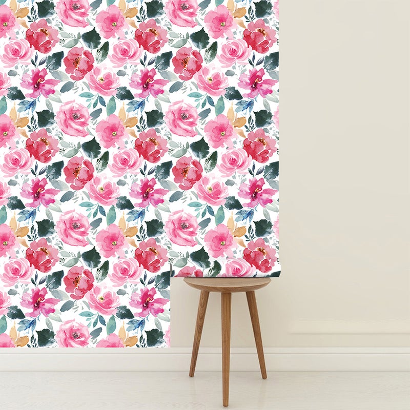 1 Set Flowers Self-adhesive Wallpaper Removable Wallpaper Background Wall Paste - Image 1