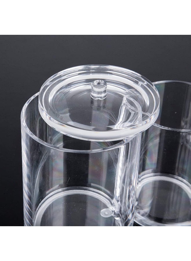 حامل اعواد قطنية من الاكريليك الشفاف 2 في 1، علبة مستديرة تستخدم كموزع لقطن ازالة للمكياج مع غطاء - برطمانات وادوات مستحضرات التجميل - Image 5