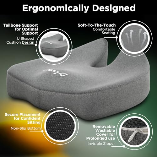Dr Trust USA 370 Pro Seat Cushion for Tailbone, Coccyx, Hip, Thigh, Sciatica Support, Lower Back Pain Relief, Ergonomic Memory Foam Contoured Cushion for Car, Office or Home Chair Sitting Up To 100 Kg - Image 3
