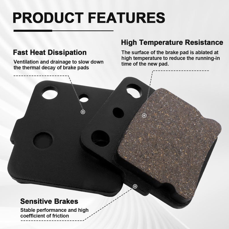 Yerbay Front and Rear Brake Pads for Yamaha Raptor 660 YFM660 2001-2004 Raptor 350 YFM350 2004-2010 for Honda TRX300 1993-2009 TRX 400 1999-2009 ATC 200 1983 ATC 250 1983-1984 - Image 5