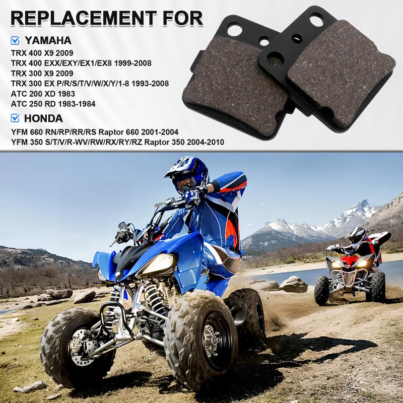 Yerbay Front and Rear Brake Pads for Yamaha Raptor 660 YFM660 2001-2004 Raptor 350 YFM350 2004-2010 for Honda TRX300 1993-2009 TRX 400 1999-2009 ATC 200 1983 ATC 250 1983-1984 - Image 4