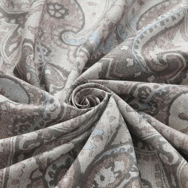 BESTRIPES Fabric Shower Curtain, Taupe and Blue Paisley Print Shower Curtains for Bathroom, 72" W x 72" H - Image 2