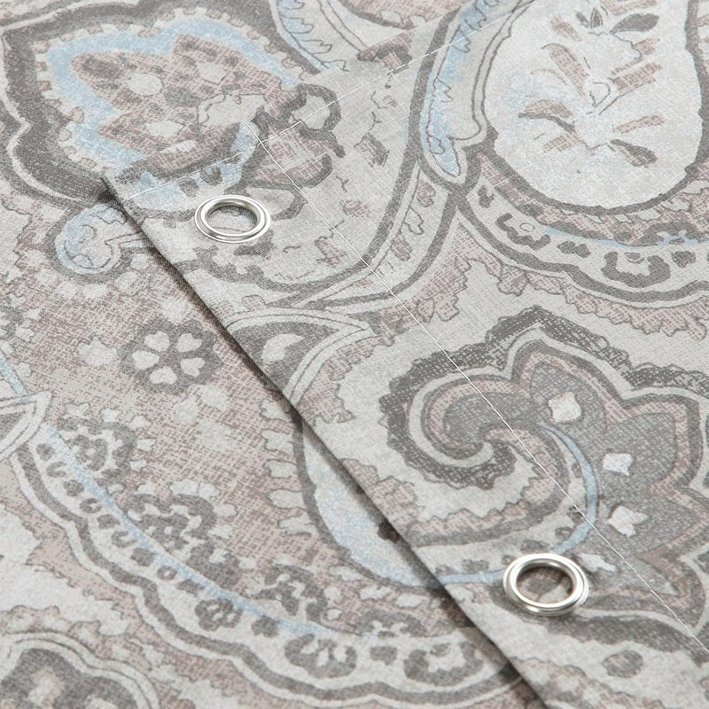 BESTRIPES Fabric Shower Curtain, Taupe and Blue Paisley Print Shower Curtains for Bathroom, 72" W x 72" H - Image 4