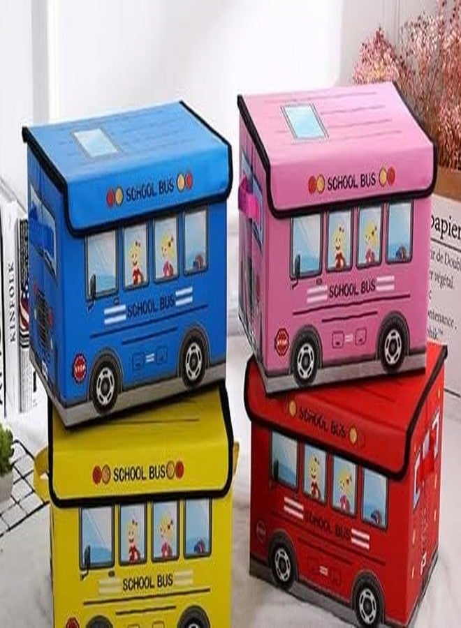 Blenzza Deco™ Kids School Bus/Sitting Stool/Storage Box/Playing Toy Storage Box (Pack of 1, Red) - Image 3