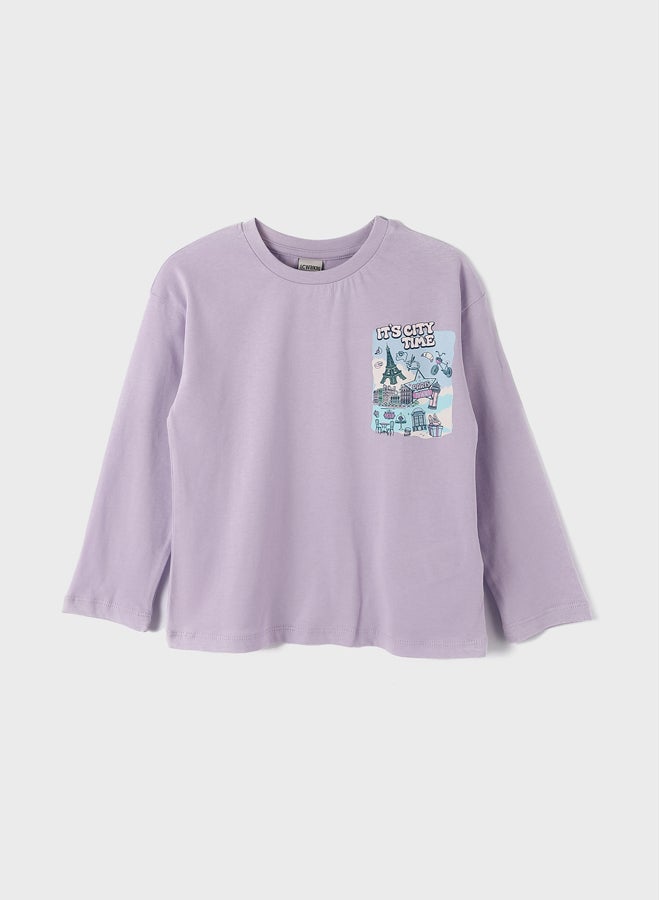 LC WAIKIKI Girl Printed shirt Long Sleeve Crew Neck  - Image 1