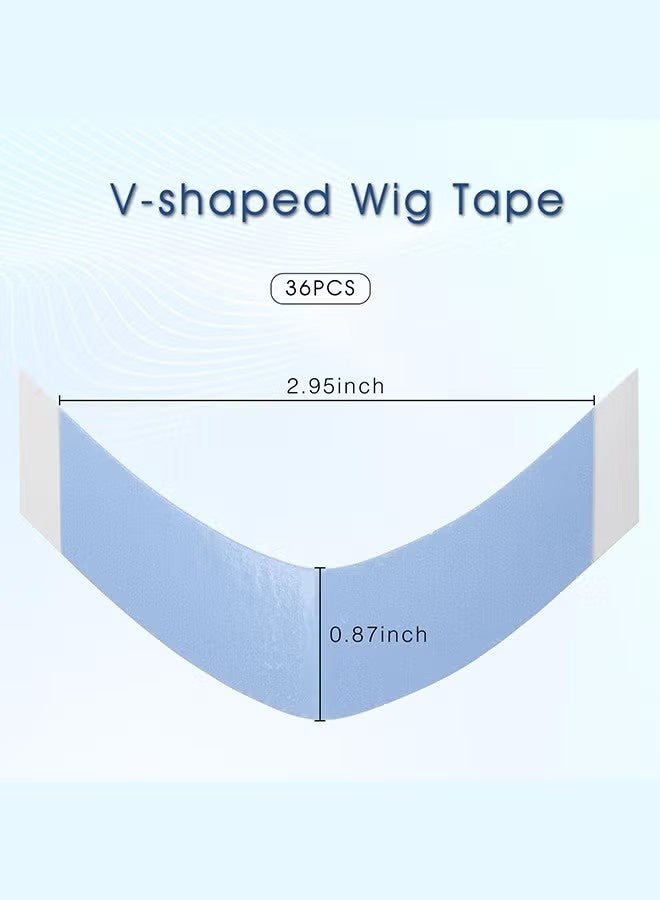 Happy D 36 Pcs Wig Tape Strips, Water-Proof Strong Adhesive Double Sided Lace Wigs Tape, Wig Sticky Tape for Toupee Lace Front Wig Strong Hold Waterproof Strips(Blue Color (1/4)) - Image 2