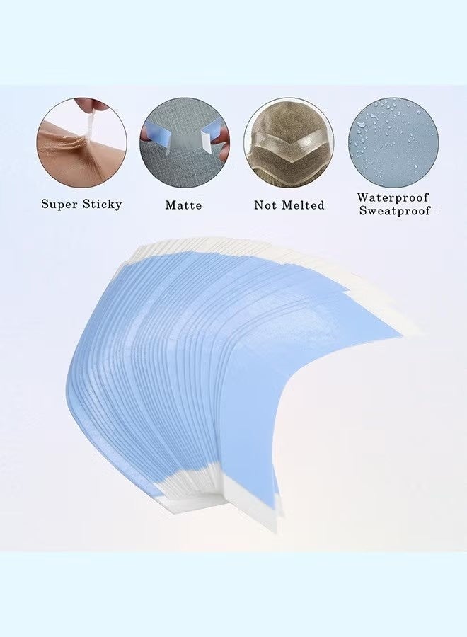 Happy D 36 Pcs Wig Tape Strips, Water-Proof Strong Adhesive Double Sided Lace Wigs Tape, Wig Sticky Tape for Toupee Lace Front Wig Strong Hold Waterproof Strips(Blue Color (1/4)) - Image 4
