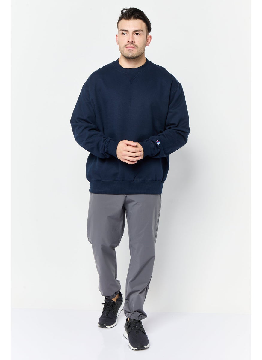 Champion Men Sportswear Fit Long Sleeve outdoor Sweatshirts, Navy Blue  - Image 4