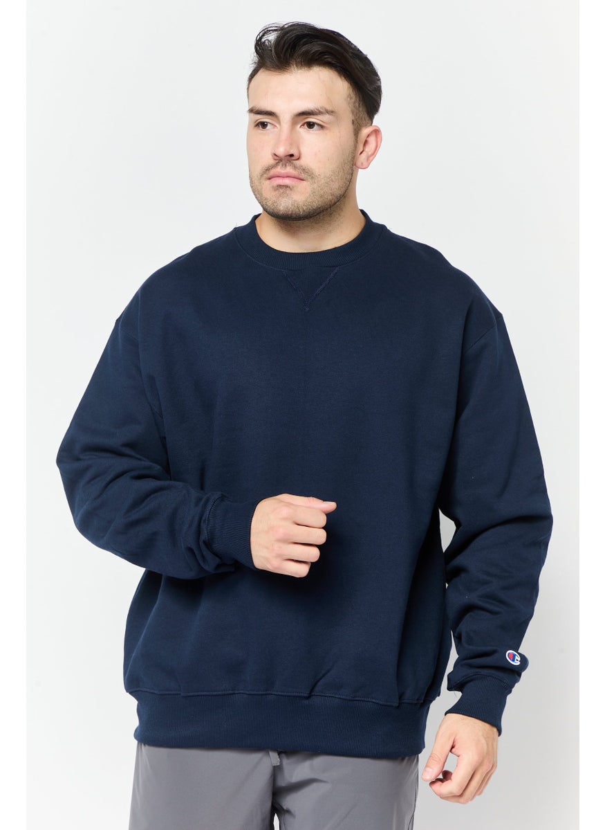 Champion Men Sportswear Fit Long Sleeve outdoor Sweatshirts, Navy Blue  - Image 1