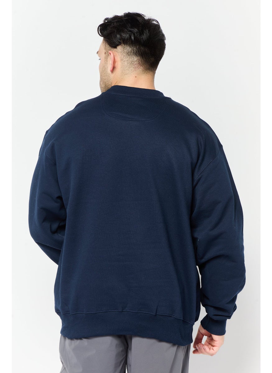 Champion Men Sportswear Fit Long Sleeve outdoor Sweatshirts, Navy Blue  - Image 3