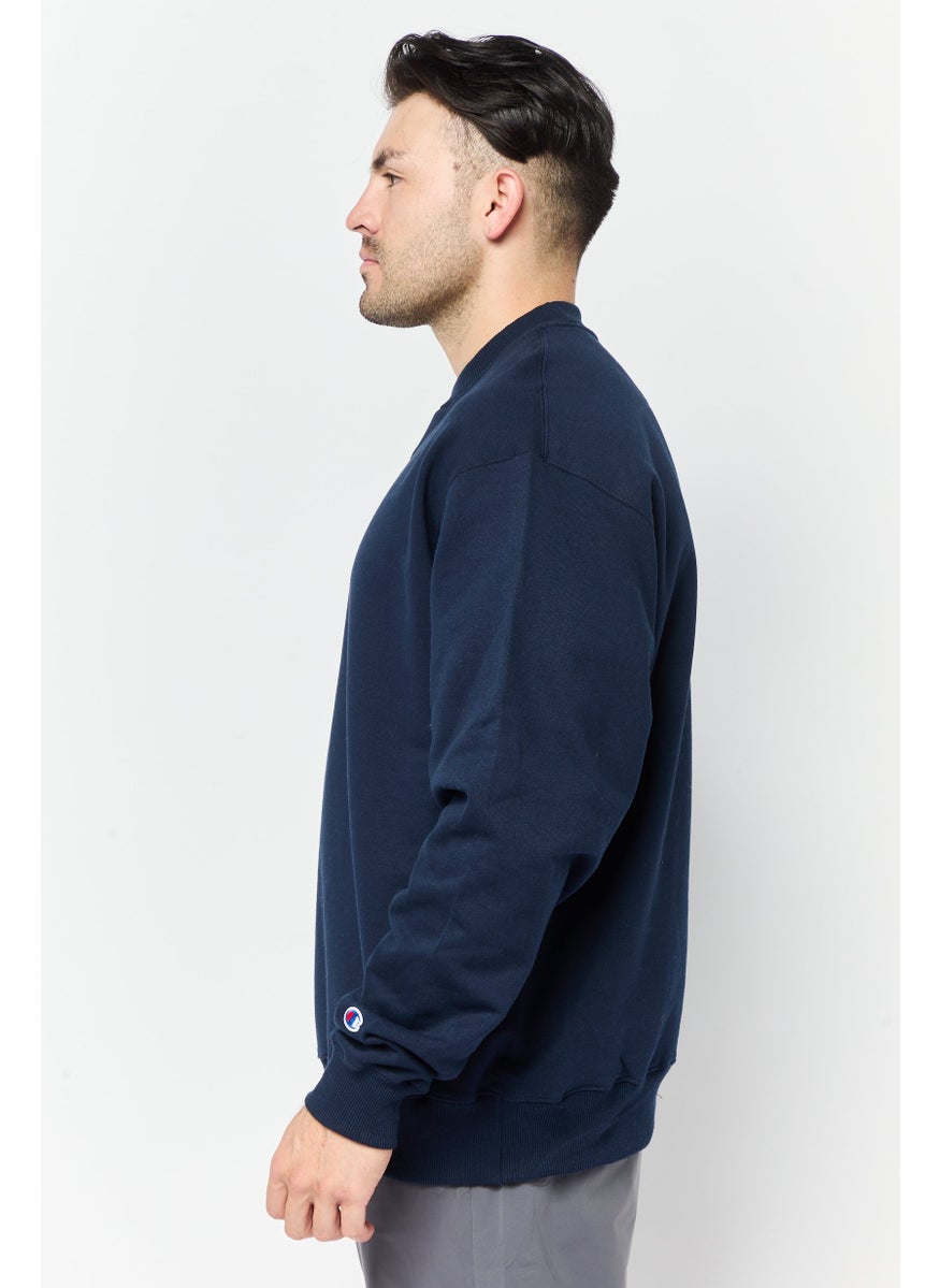 Champion Men Sportswear Fit Long Sleeve outdoor Sweatshirts, Navy Blue  - Image 2