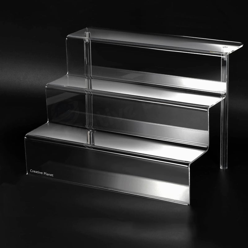 Creative Planet 3 Steps Acrylic Display Riser Shelf Cupcake Stand. Display for Showcase Decoration, Dessert Table, Spices Organizer, Funko Pop Toys, Figurines (Acrylic Display Riser Shelf, 1) - Image 2
