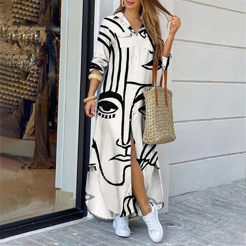 cheekyglo V Neck Sun Dresses Women Summer Casual Sweet Cute Long Sleeve Shift Dress Classic Casual Party Dress - Image 1