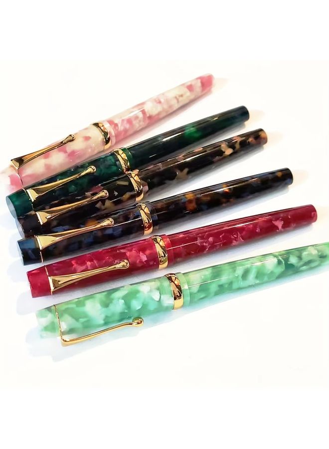 Classic Rotating Cap Fountain Pen Blue Coffee Resin Lightweight Celluloid For Adults Calligraphy - Image 1